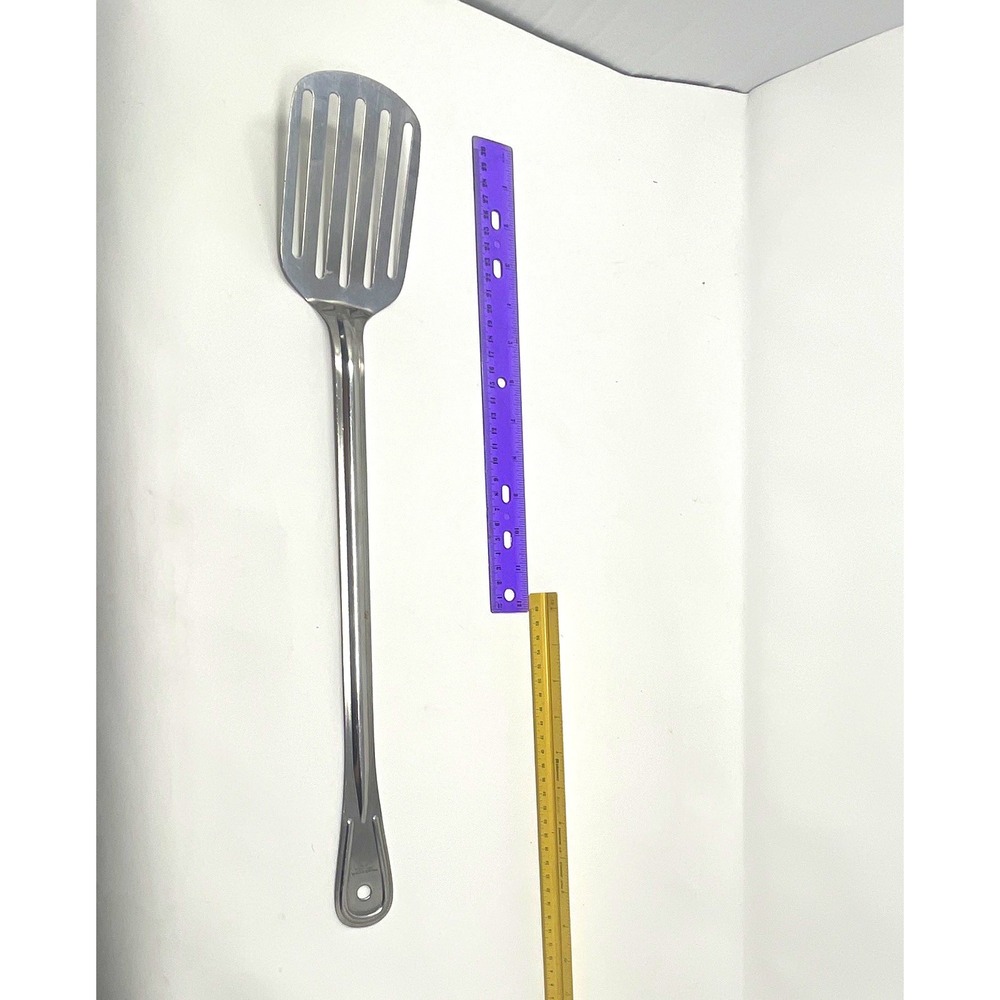 Lillian Vernon Stainless Steel Slotted Spatula Turner Silver Hanging Hole Japan